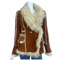Balmain Logo Buttons Shearling Jacket Sz: 38