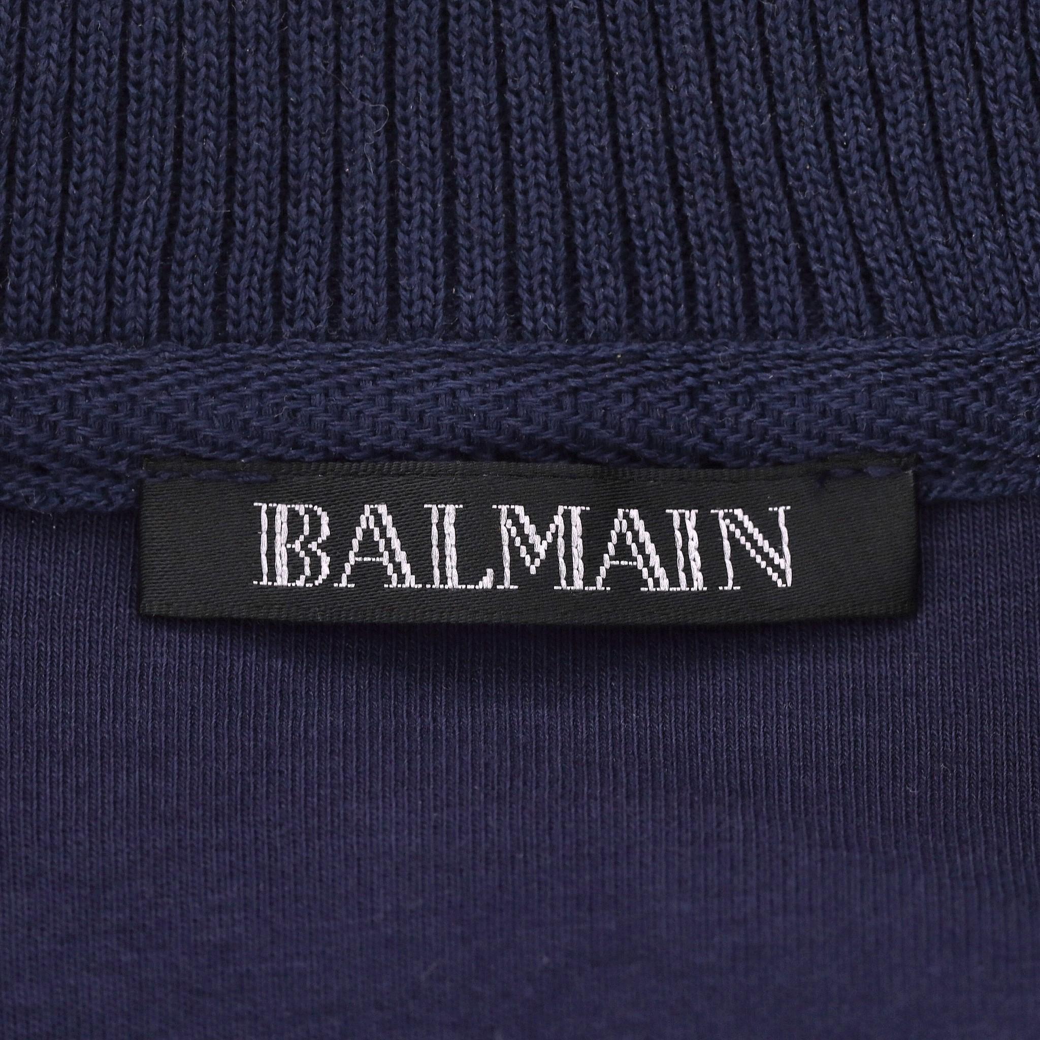 Balmain - Cardigan zippé en coton avec logo en vente 3
