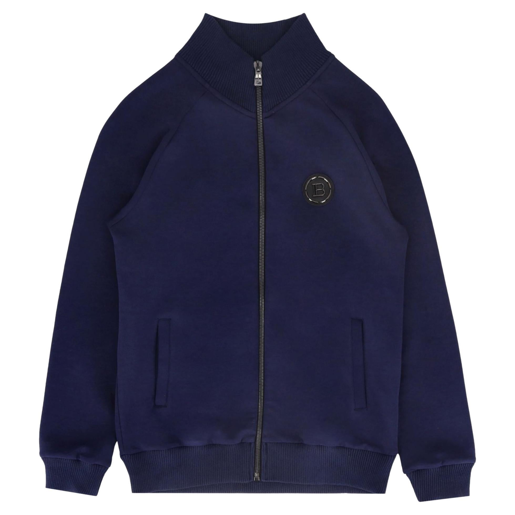 Cardigan con zip in cotone con logo Balmain