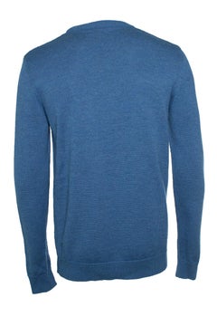 Balmain, Maglione in maglia merino con logo in blu