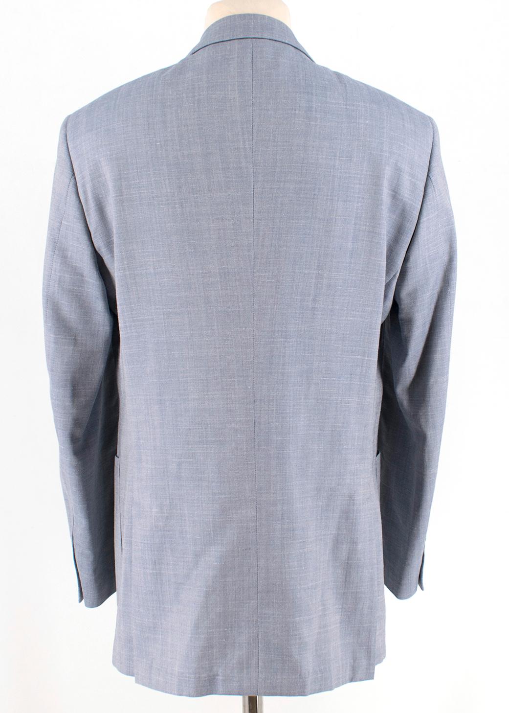 Gray Balmain Men's Blue Wool Blend Blazer - Size EU 50 For Sale