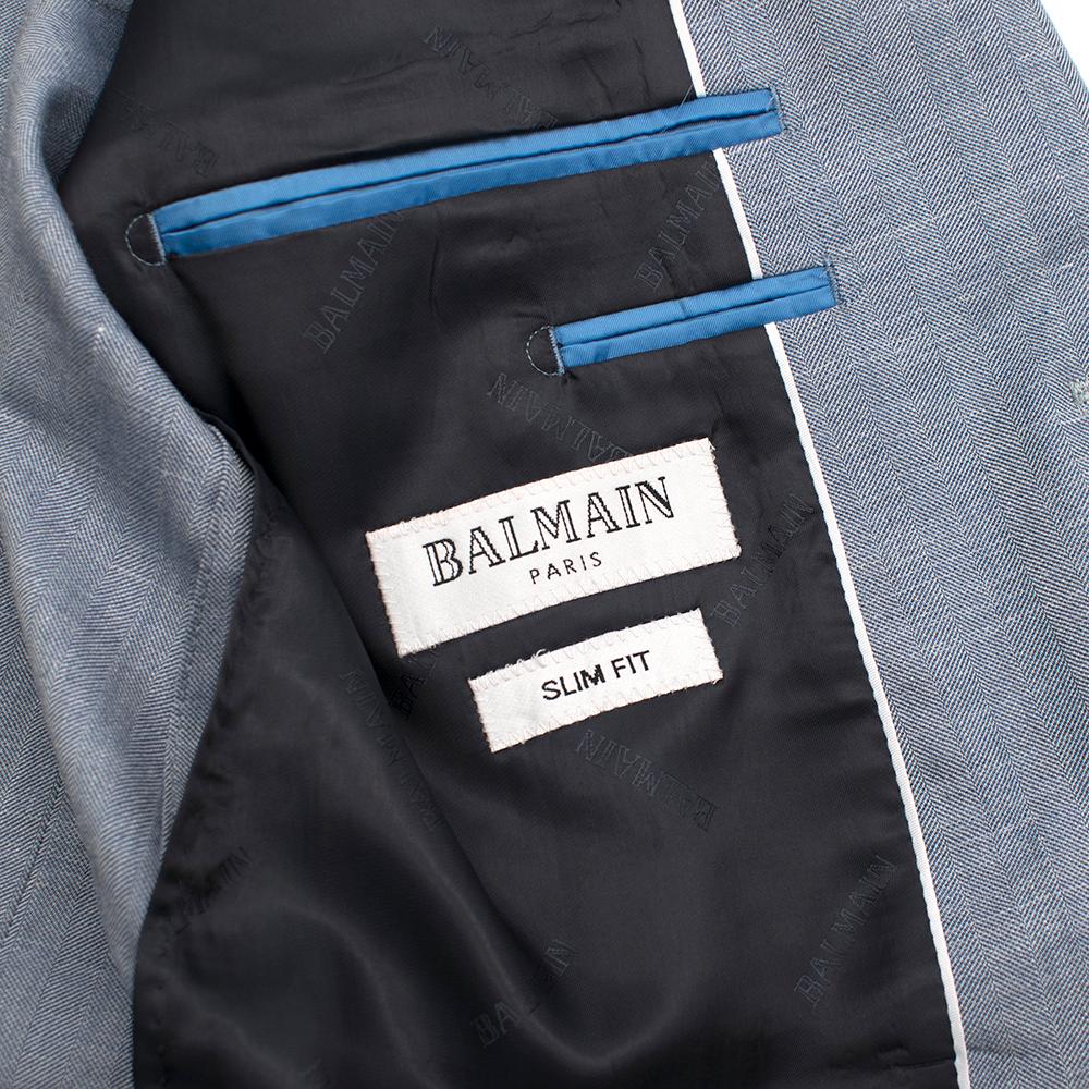 Balmain Men's Blue Wool Blend Blazer - Size EU 50 For Sale 3