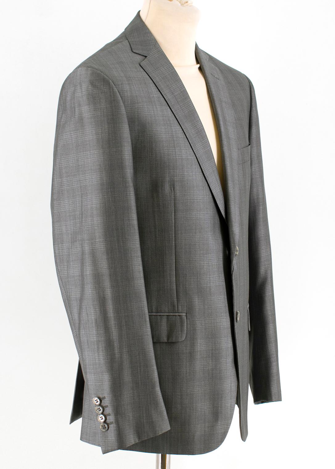 Balmain Men's Grey Check Slim Fit Suit

full blazer lining;
part trousers lining;
button, zip, hook and bar trousers closure;
three pocket style blazer;
four interior blazer pockets;

Please note, these items are pre-owned and may show signs of
