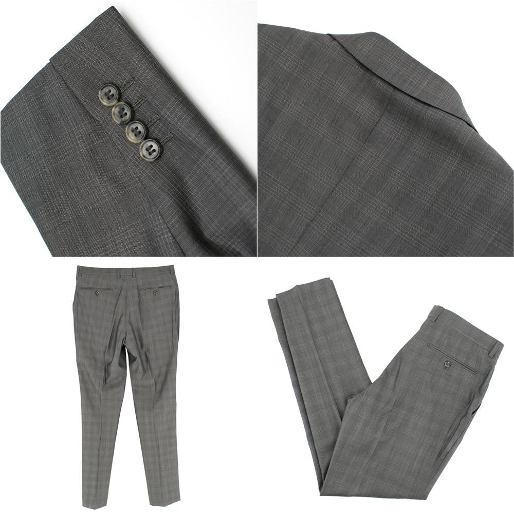 Balmain Men's Grey Check Slim Fit Suit SIZE EU 50 In Excellent Condition For Sale In London, GB