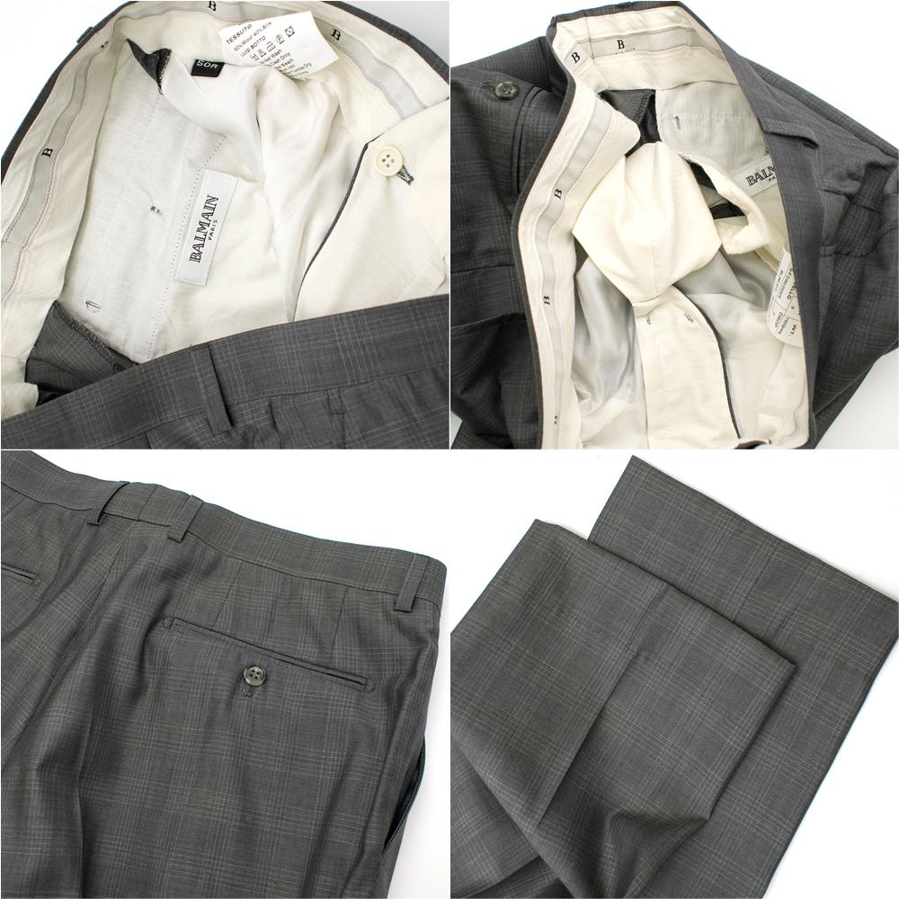 Balmain Men's Grey Check Slim Fit Suit SIZE EU 50 For Sale 2