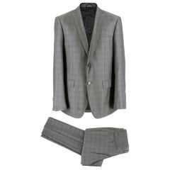 Used Balmain Men's Grey Check Slim Fit Suit SIZE - L EU 50