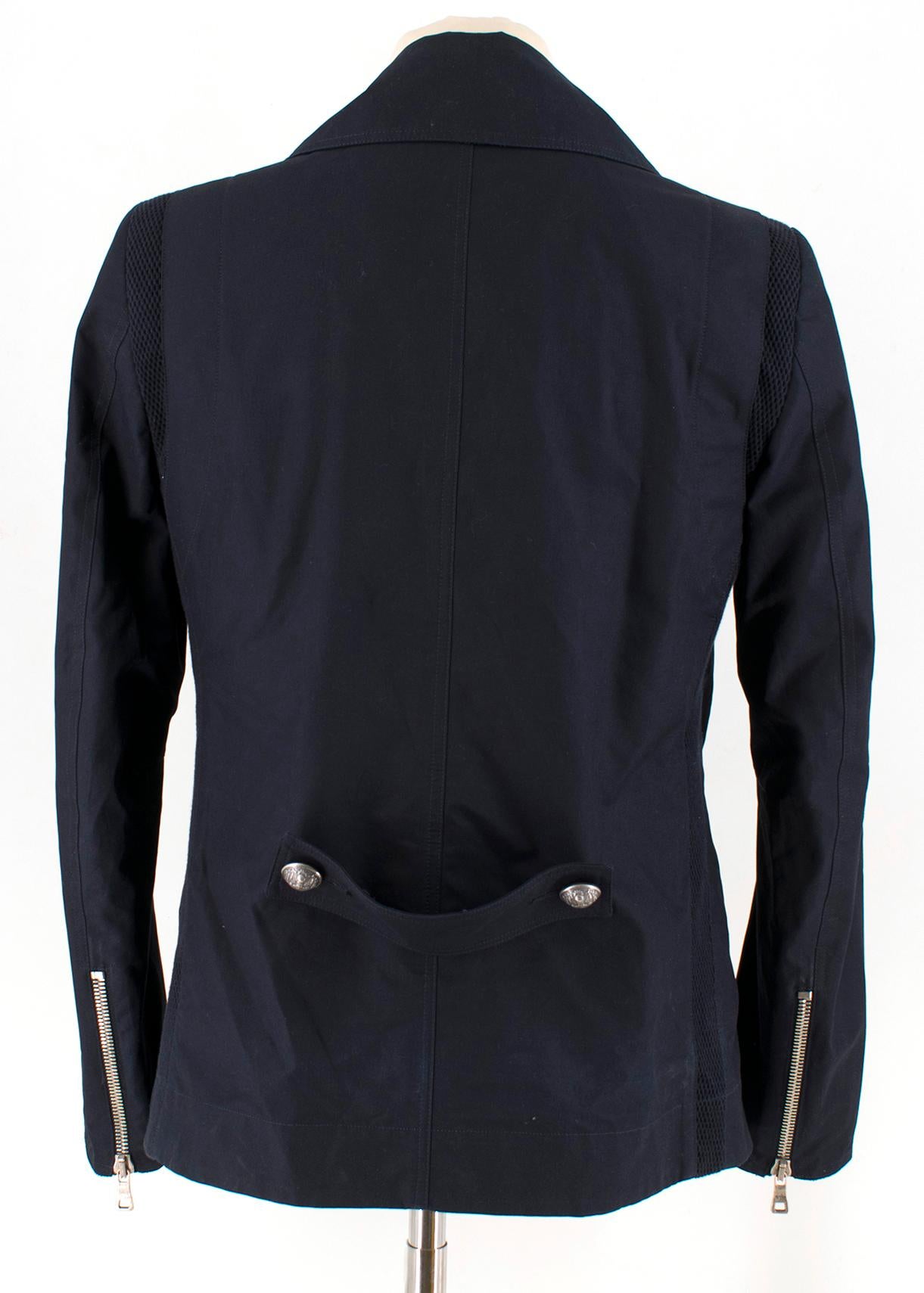 Black Balmain Men's Navy Double Breasted Peacoat SIZE 46