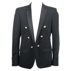 Balmain Men's Satin Trimmed Cotton Blazer EU 50