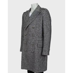 Balmain Men's Wool Blend Printed Overcoat Long Coat Size IT 56 3XL