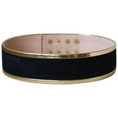 Balmain Metallic Leather-Trimmed Suede Waist Belt