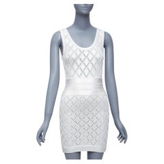 Balmain, mini abito in maglia argentata color argento metallizzato e crema FR34 XS