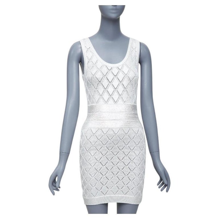BALMAIN metallic silver coated cream argyle knit mini dress FR34 XS For Sale at 1stDibs BALMAIN metallic silver coated cream argyle knit mini dress FR34 XS For Sale at 1stDibs