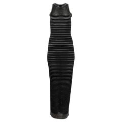 Balmain Metallic Striped Stretch Knit Maxi Dress FR 40 UK 12