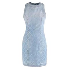 Balmain mid-wash denim crystal embellished mini dress