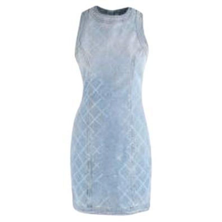 Balmain mid-wash denim crystal embellished mini dress For Sale at 1stDibs