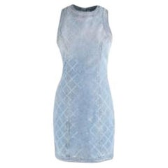 Balmain mid-wash denim crystal embellished mini dress