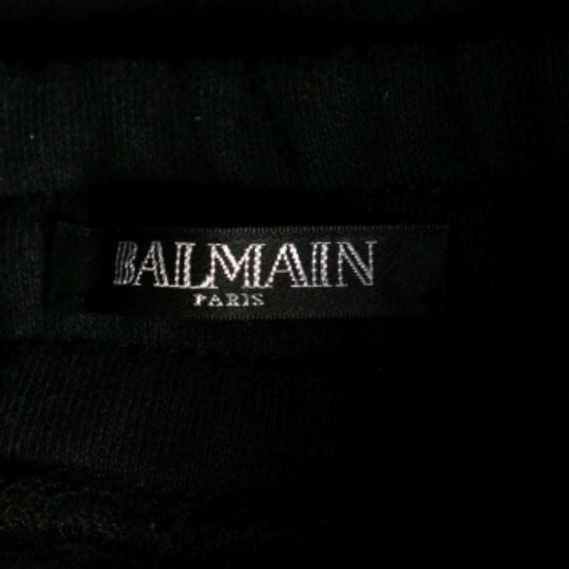 Balmain Joggers de algodón y piel azul medianoche con detalle de parche L en Bueno estado para la venta en Dubai, Al Qouz 2
