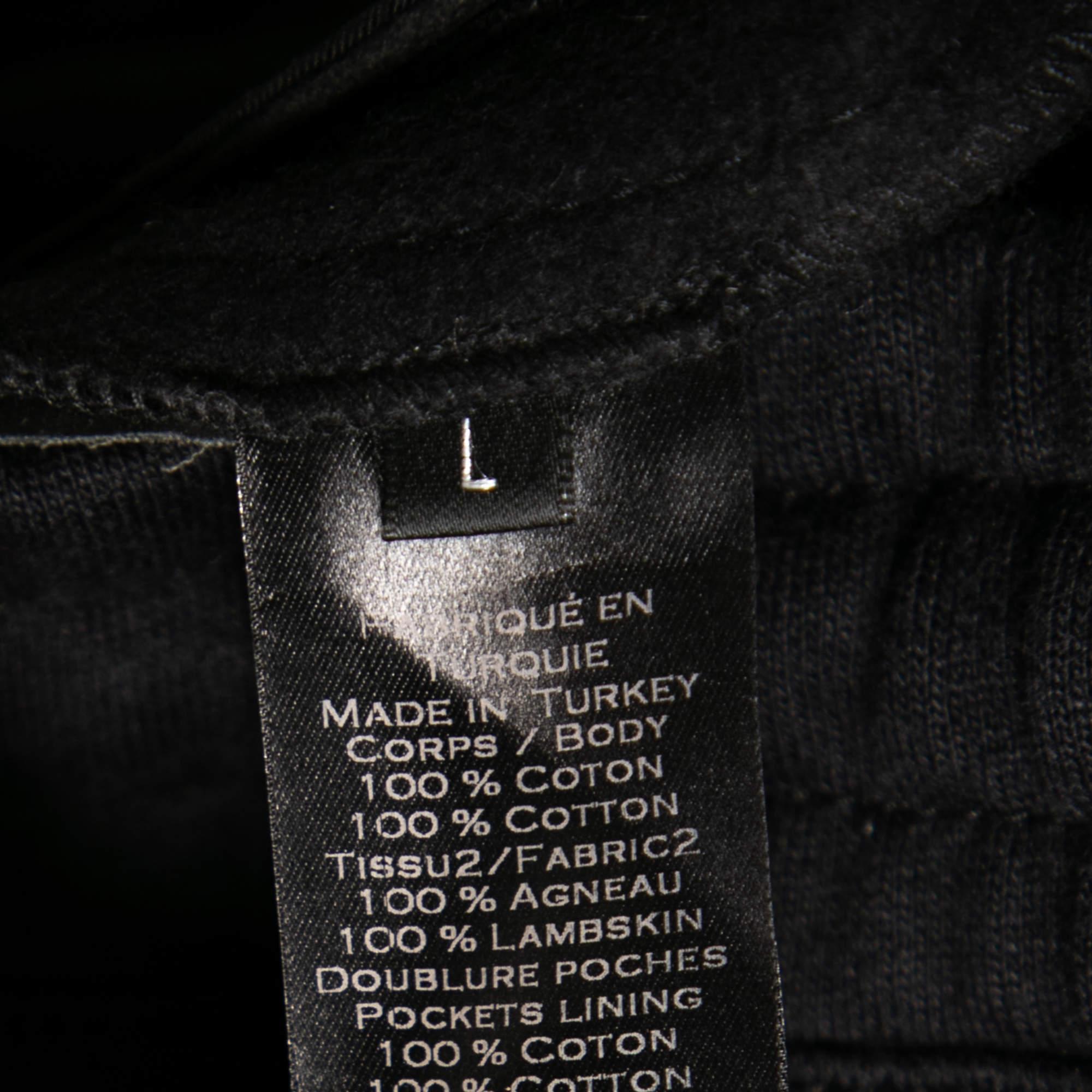 Balmain Midnight Blue Cotton & Leather Patch Detail Joggers L In Good Condition In Dubai, Al Qouz 2