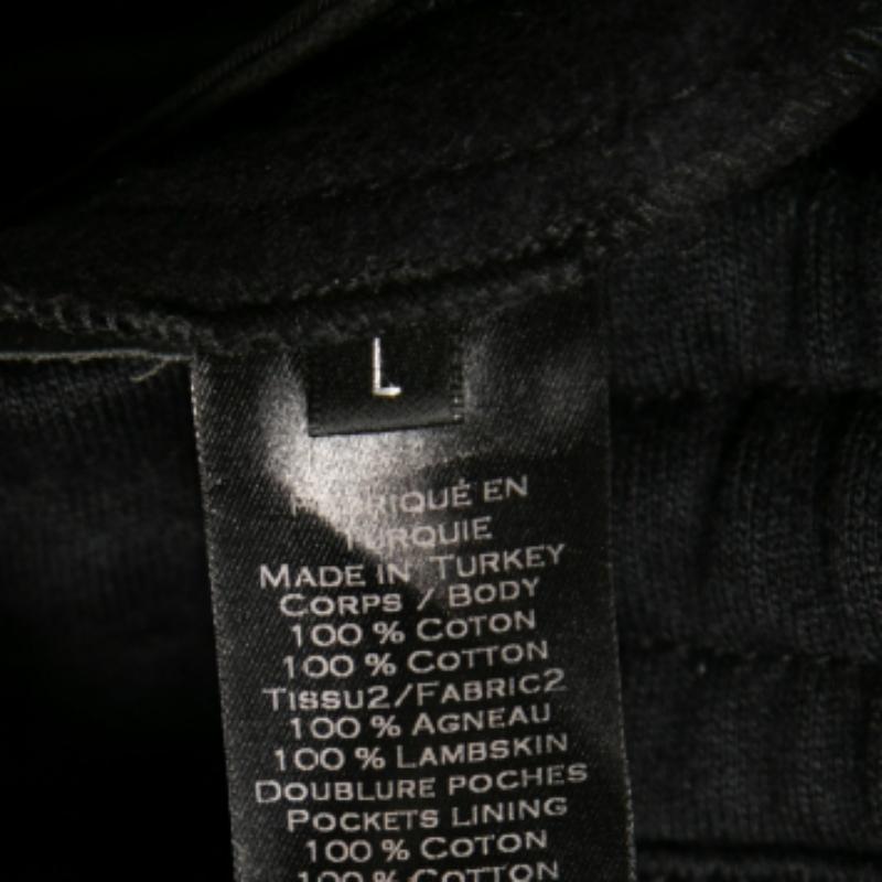 De los hombres Balmain Joggers de algodón y piel azul medianoche con detalle de parche L en venta