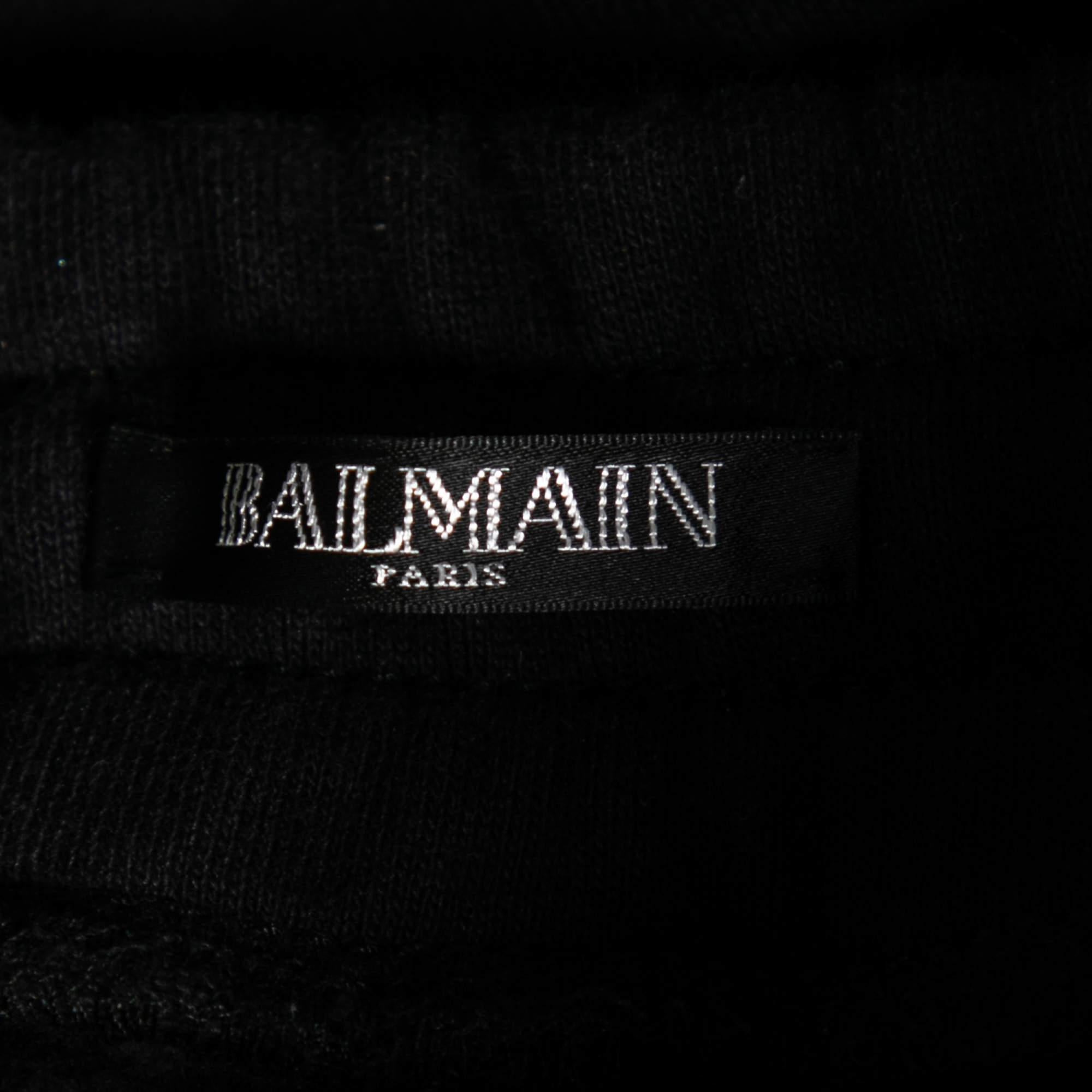 Men's Balmain Midnight Blue Cotton & Leather Patch Detail Joggers L