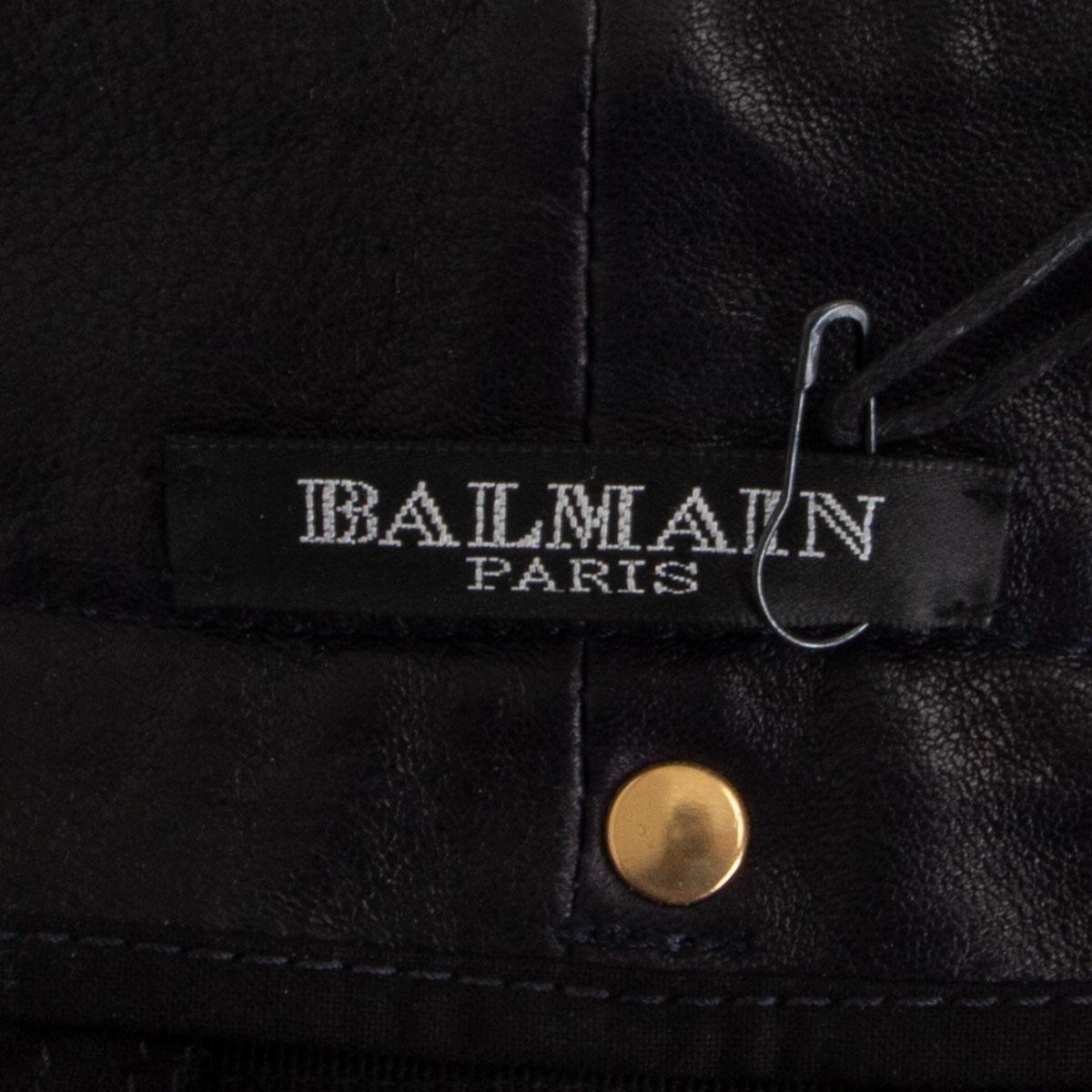 BALMAIN midnight blue LEATHER BIKER Pants 38 S In Excellent Condition For Sale In Zürich, CH