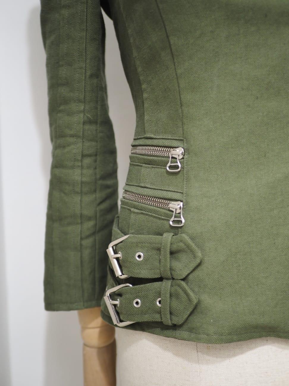 Balmain military green cotton jacket For Sale 5