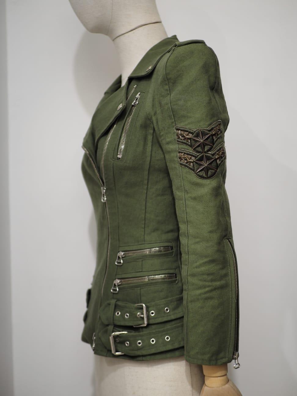 Balmain military green cotton jacket For Sale 6