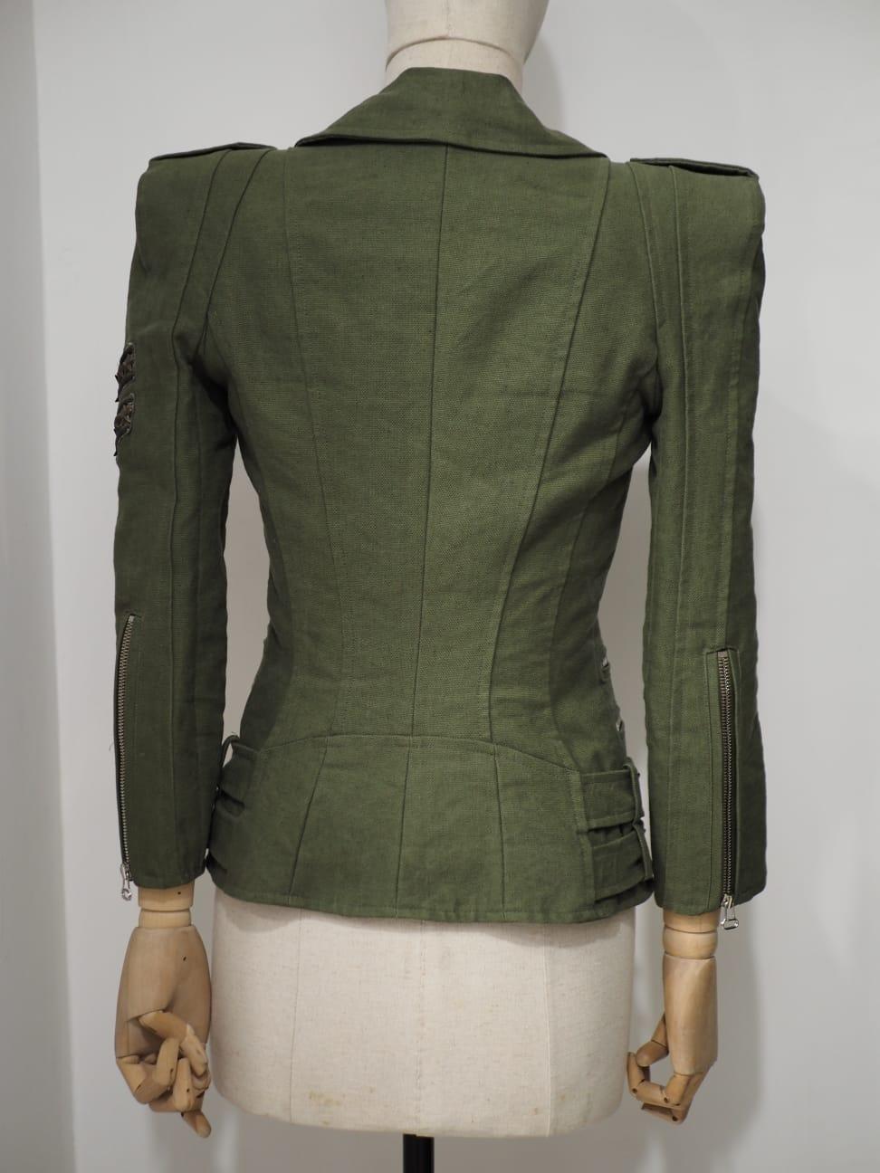 Balmain military green cotton jacket 8