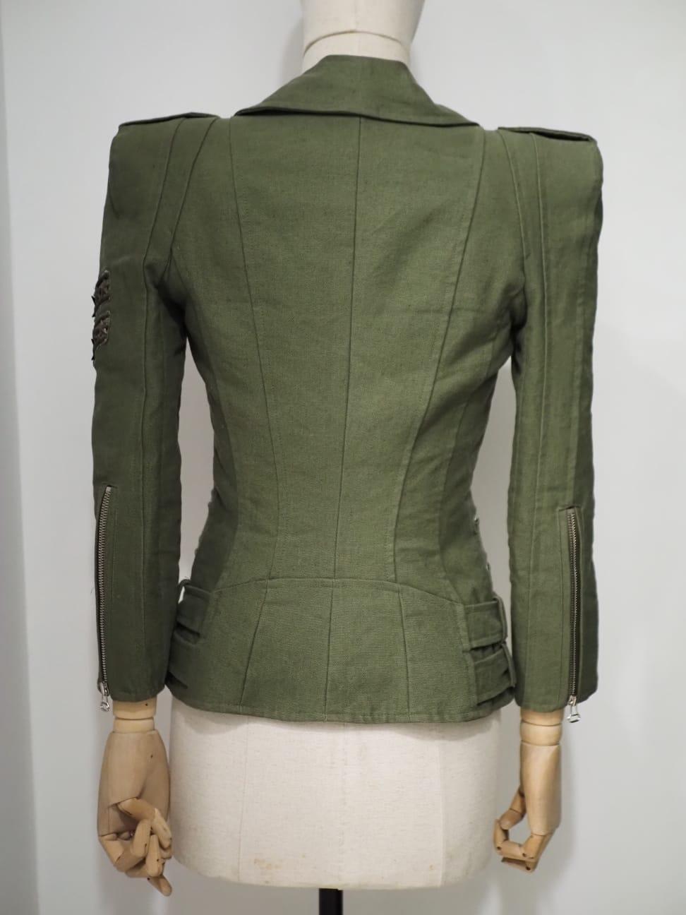 Balmain military green cotton jacket 1