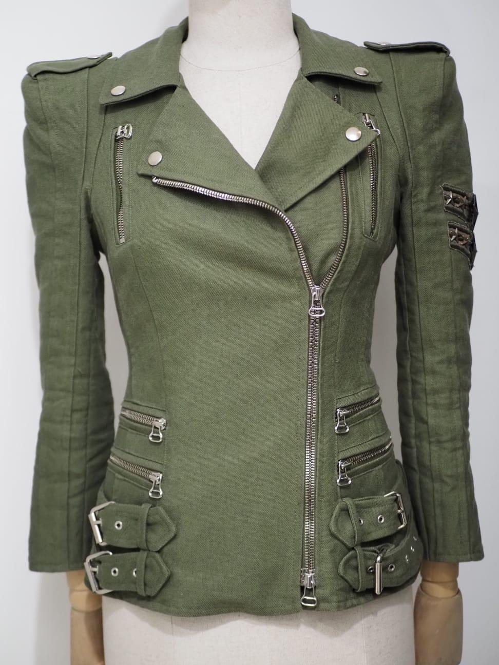 Balmain military green cotton jacket For Sale 3
