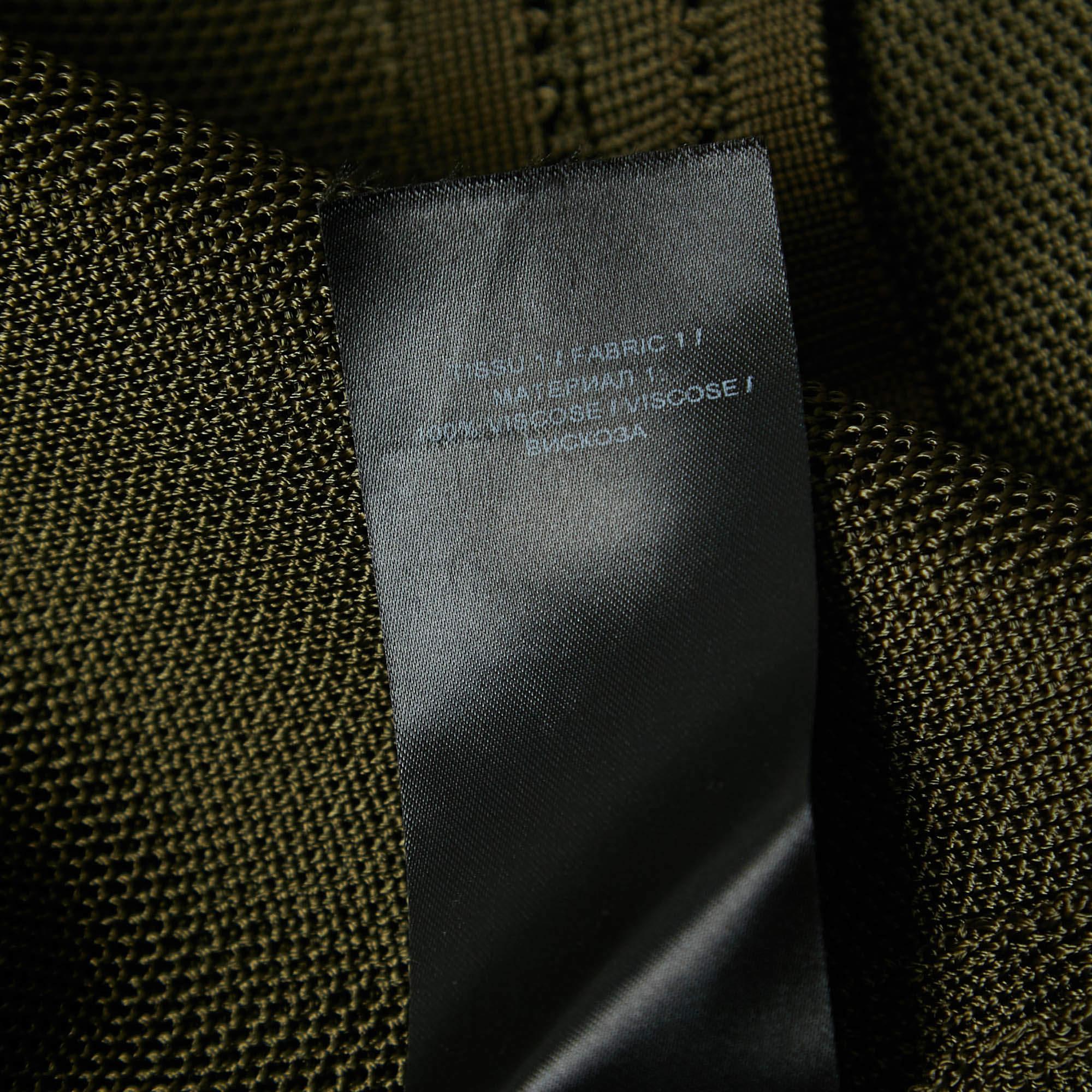 Balmain Military Green Knit Button Detailed Mini Dress M For Sale 1