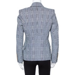 Balmain Monochrome Checked Prince Of Wales Double Breasted Blazer M