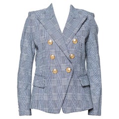 Balmain Monochrome Checked Prince Of Wales Double Breasted Blazer M