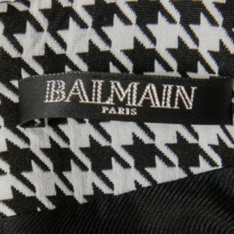 Grigio Balmain Mini abito monocromatico in pied-de-poule jacquard M in vendita