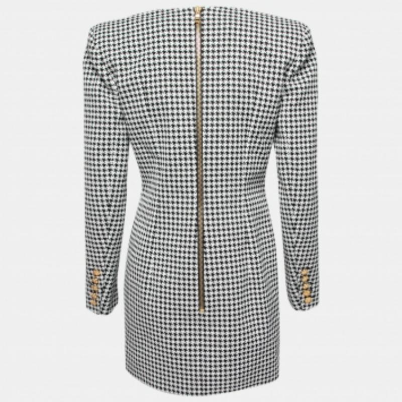 Donna Balmain Mini abito monocromatico in pied-de-poule jacquard M in vendita