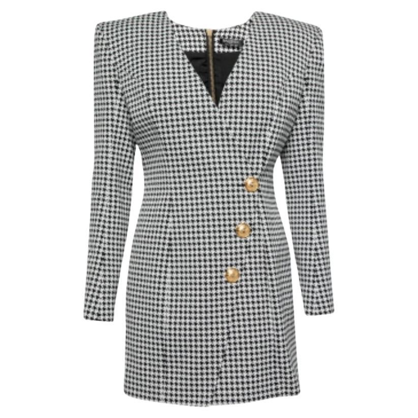 Balmain Mini abito monocromatico in pied-de-poule jacquard M
