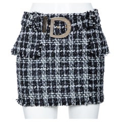 Minijupe ceinturée en tweed et lurex Monochrome Balmain S