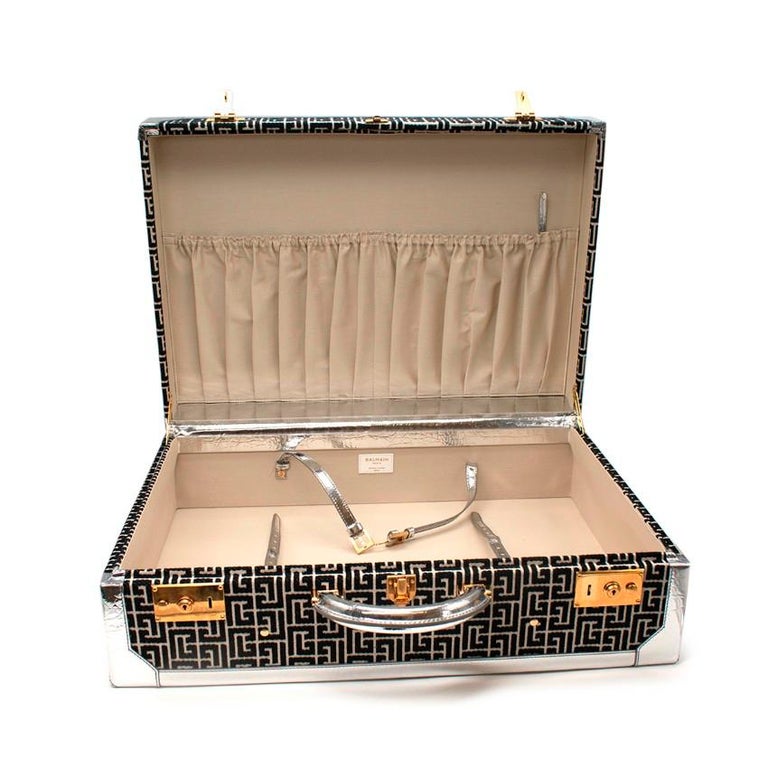 Monogram Jacquard Metallic Croc-Effect Leather Trim Suitcase For Sale at 1stDibs