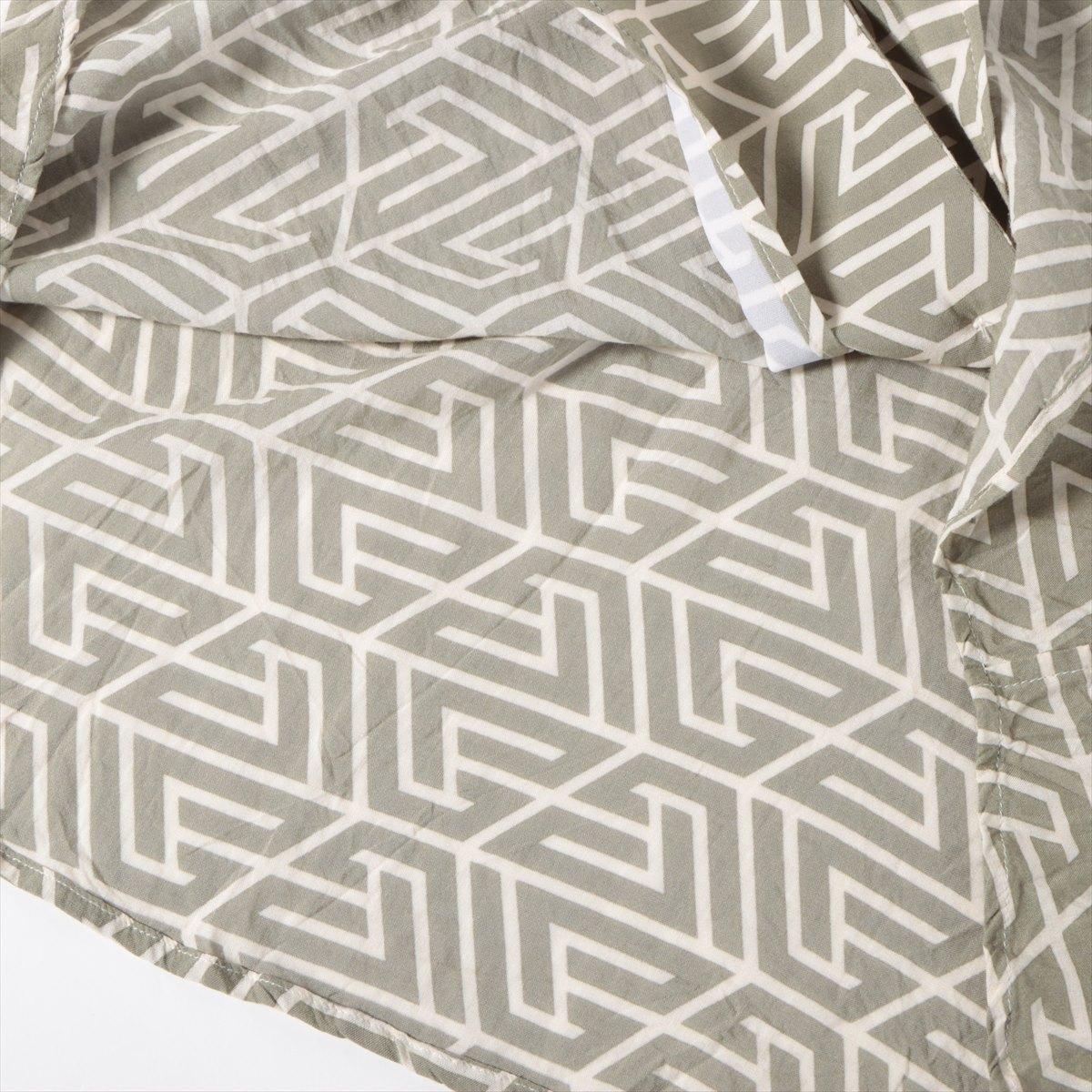 Balmain Monogram Viscose Shirt  Khaki x Beige For Sale 2