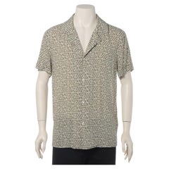 Camicia in viscosa Balmain Monogram Khaki x Beige