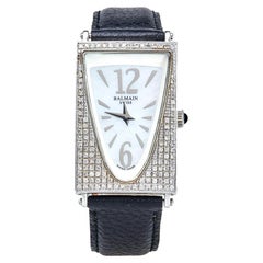 Balmain Mother Of Pearl Leather Diamond Amphora 3401 Women's Wristwatch 25 mm
