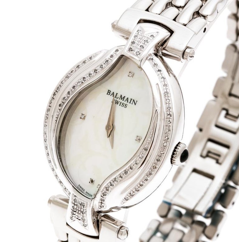 Balmain Mother of Pearl Stainless Steel Diamonds 5451 Women's