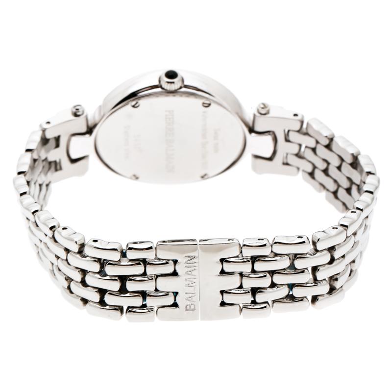 Balmain Perlmutt-Edelstahl-Diamanten-Armbanduhr 5451 für Damen 30 mm im Zustand „Gut“ in Dubai, Al Qouz 2
