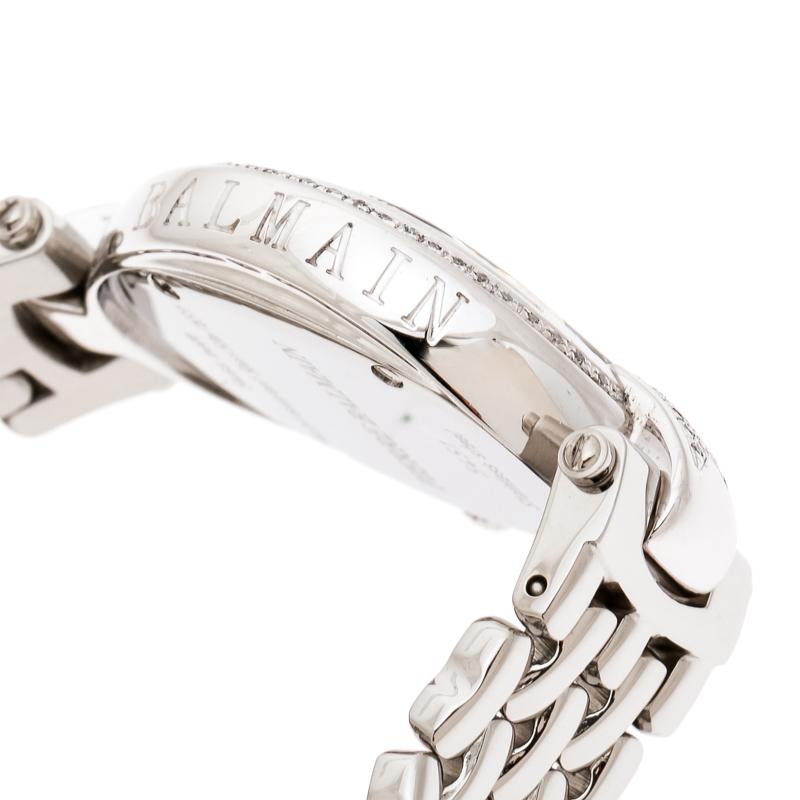 Balmain Perlmutt-Edelstahl-Diamanten-Armbanduhr 5451 für Damen 30 mm 2