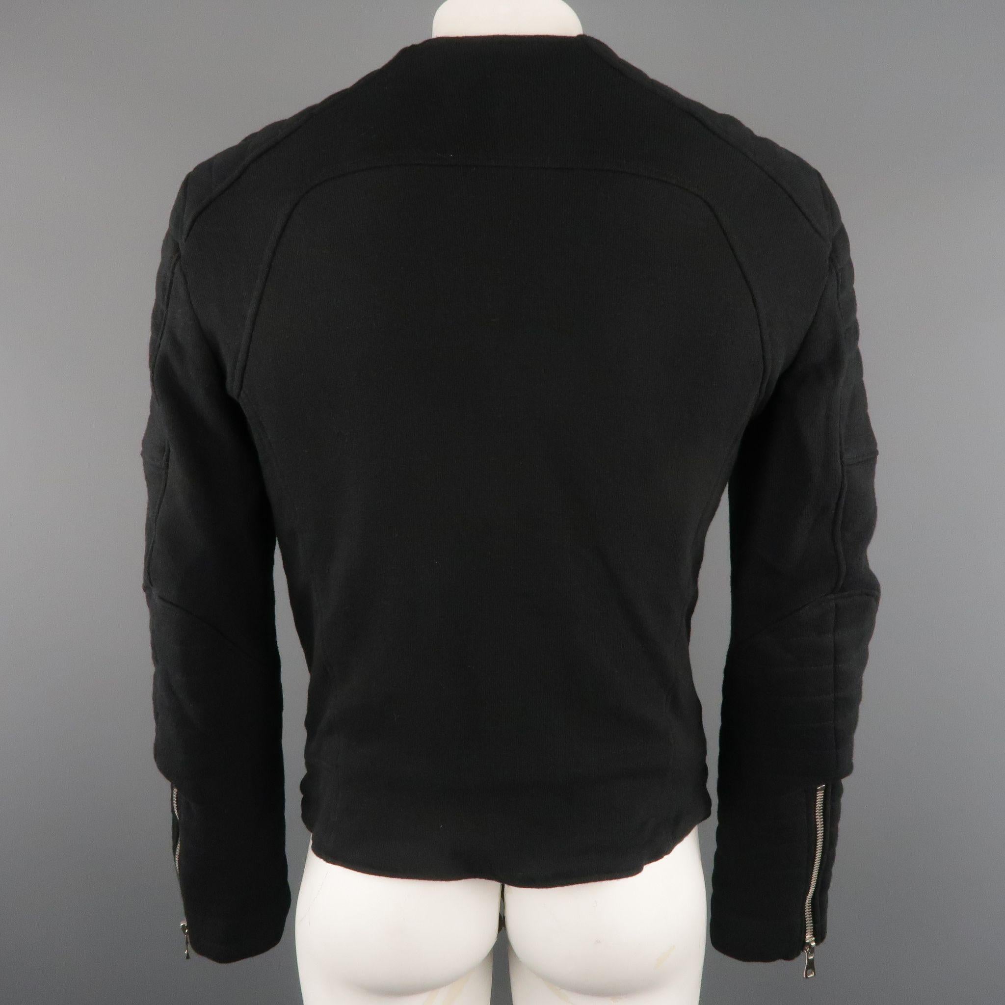 BALMAIN Motorcycle Jacket - Size Large - Men's Black Cotton / Linen  1