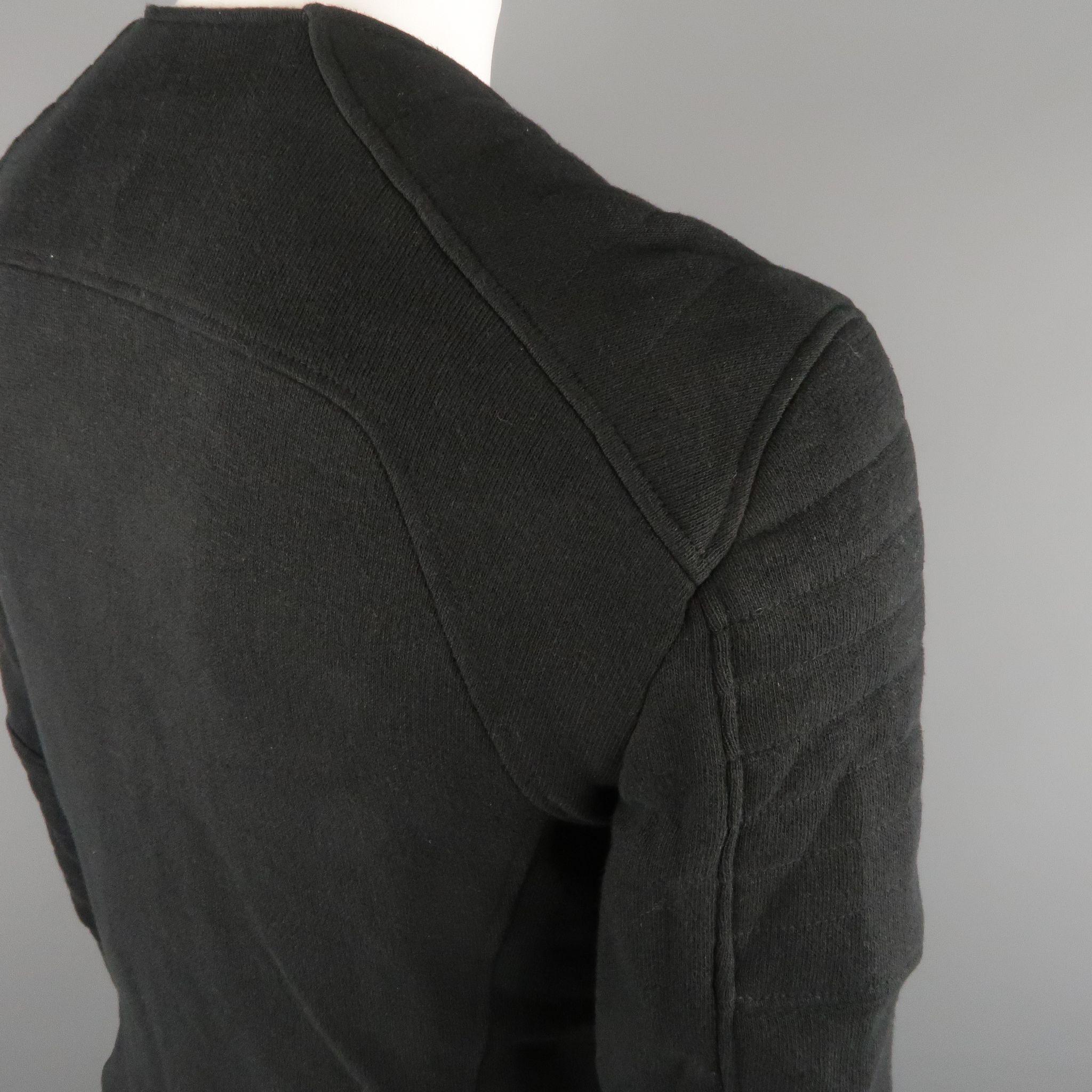 BALMAIN Motorcycle Jacket - Size Large - Men's Black Cotton / Linen  3