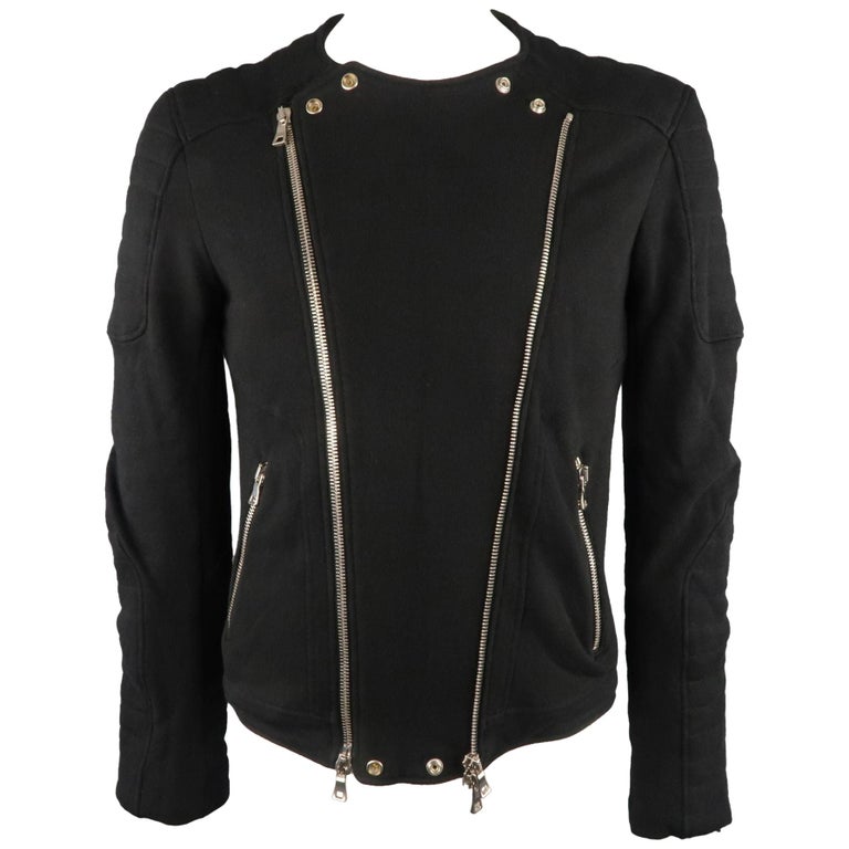 BALMAIN Motorcycle Jacket - Size Large - Men's Black Cotton / Linen at  1stDibs | balmain motorcycle jackets
