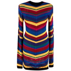 Balmain Multi-Colour Chevron Striped Knitted Mini Dress