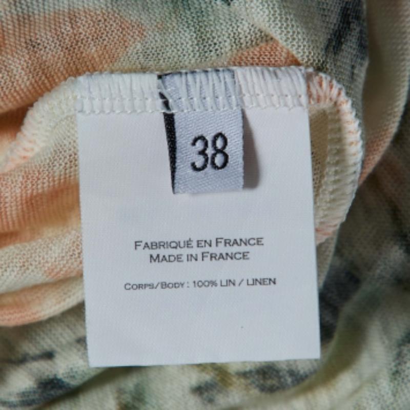 Balmain Multicolor Floral Print Linen Jersey Tank Top M Pour femmes en vente