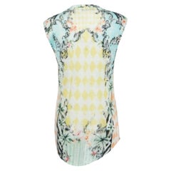 Balmain Multicolor Floral Print Linen Jersey Tank Top M
